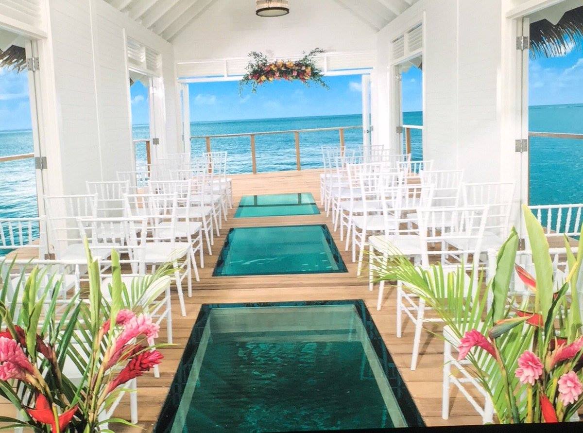 Sandals South Coast wedding chapel on water